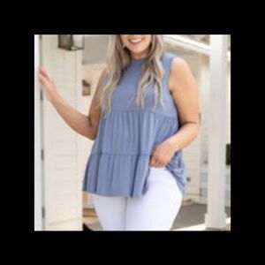 Chic Soul, 1x, Powder Blue Tiered Tunic Top